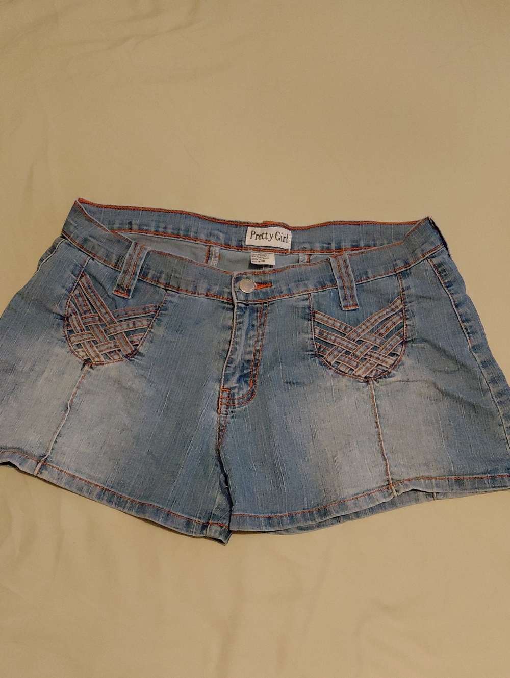 Light Blue Denim Embroidered Jean Shorts